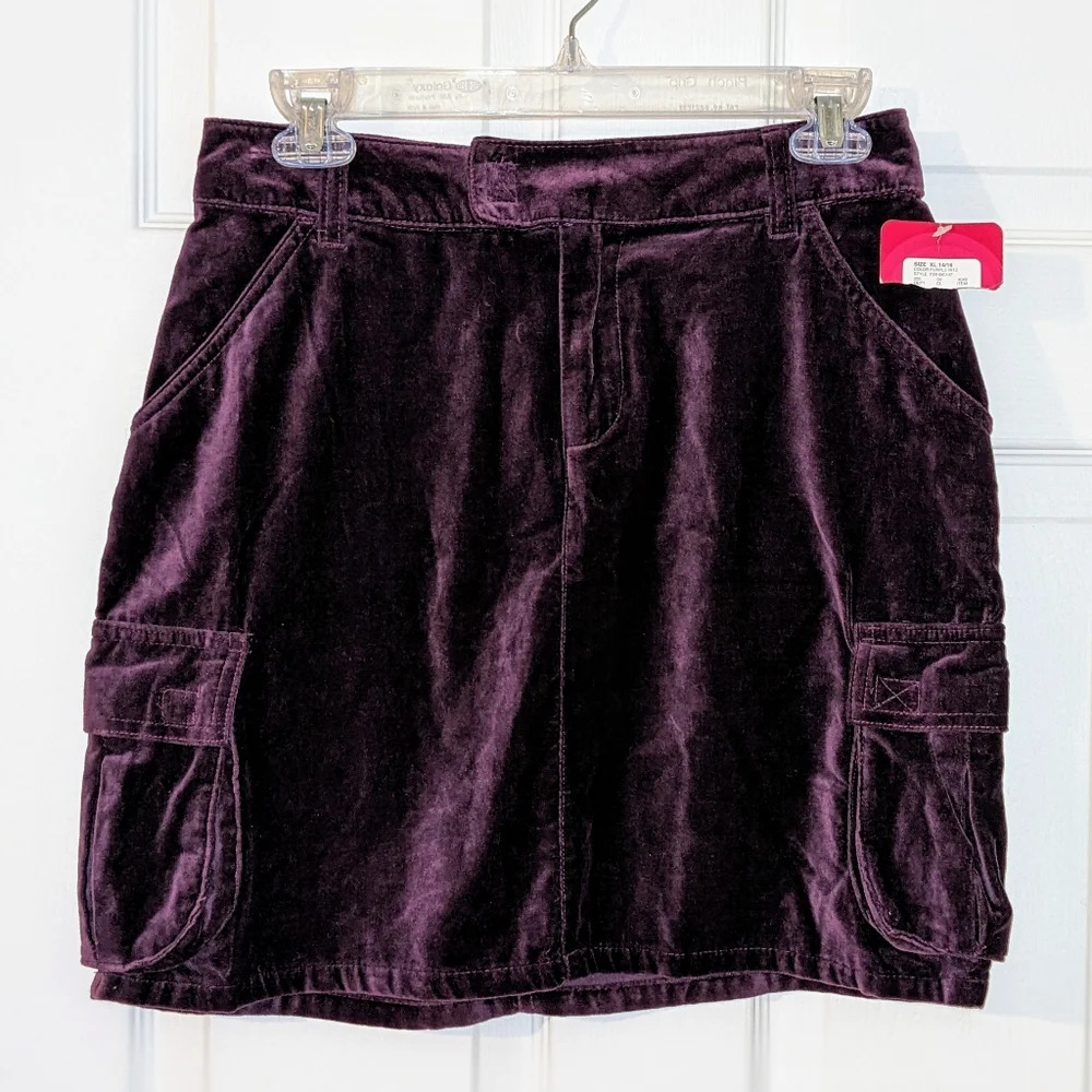 Plum‎ Purple Velvet Girls Jr. Mini Skirt Pockets NWT Size XL 14/16